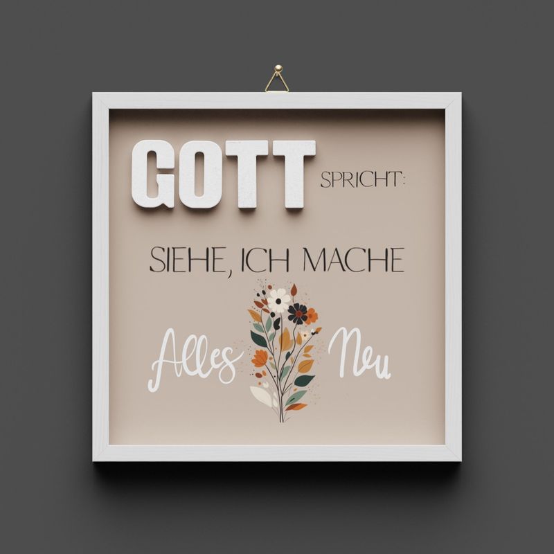 Wandbild aus Holz "GOTT" , Siehe ich mache alles neu
