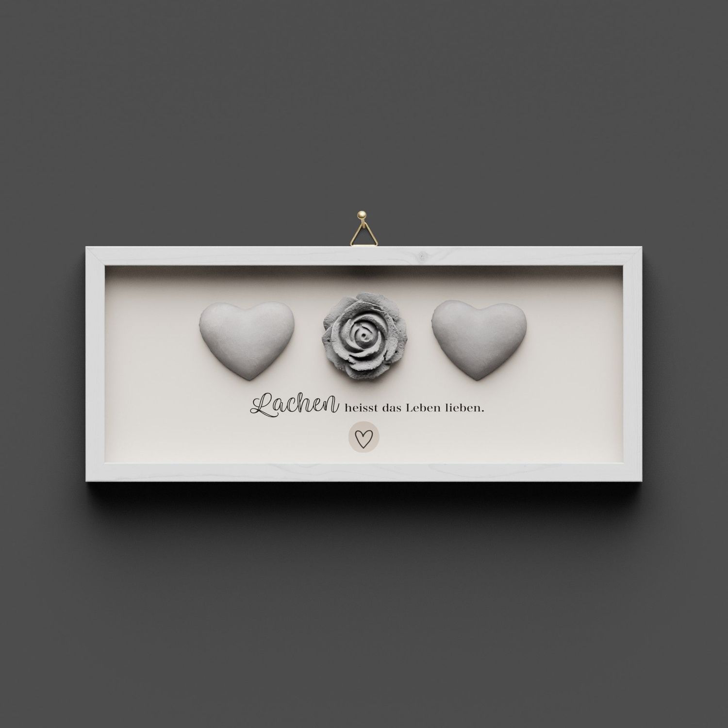Wandbild aus Holz kurz zwei Herzen und Rose