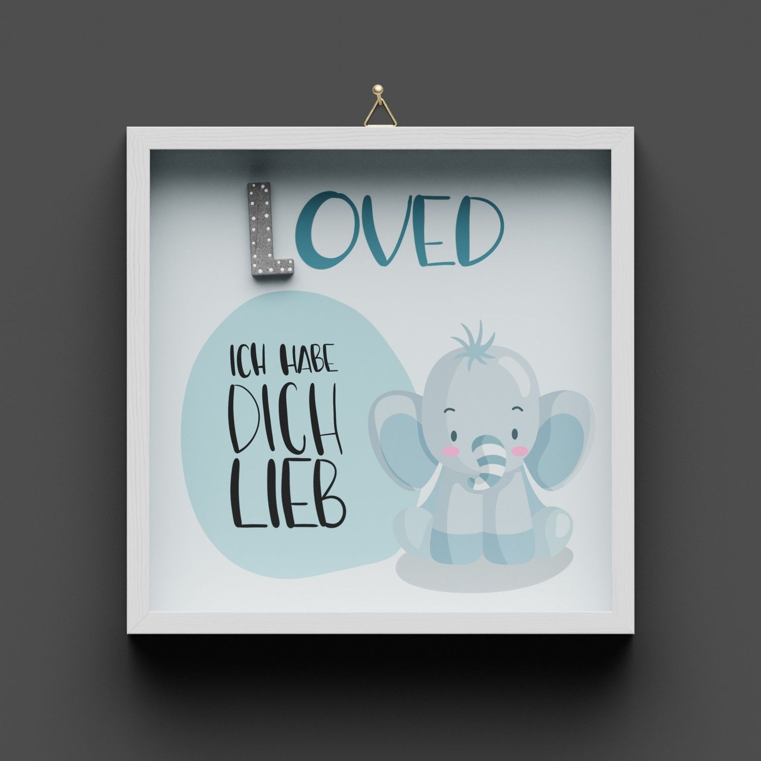 Wandbild aus Holz Wandbild aus Holz "LOVED" Elefant, Jesaja 43:4, nicht personalisierbar