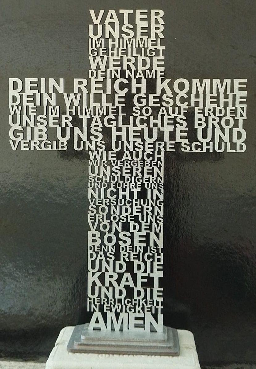 Holzkreuz Vater unser, silber