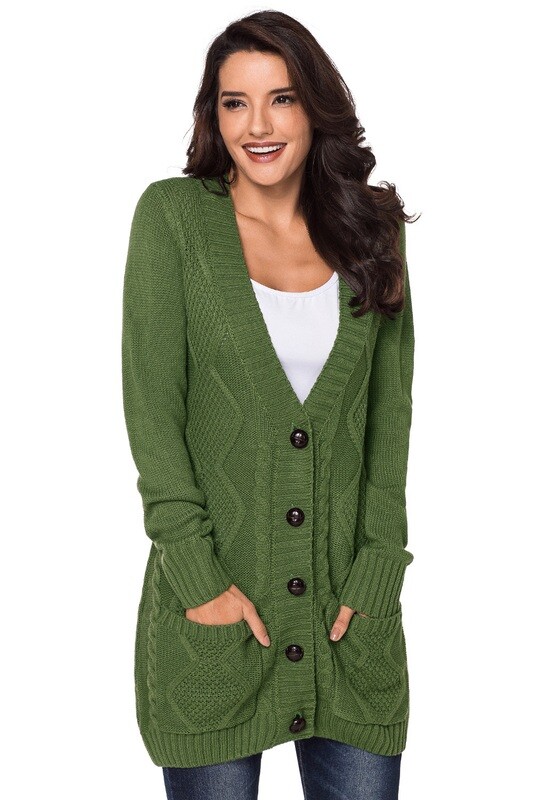 Women&#39;s Open Front Pocket Cardigan Sweater Button Down Knit Sweater Coat