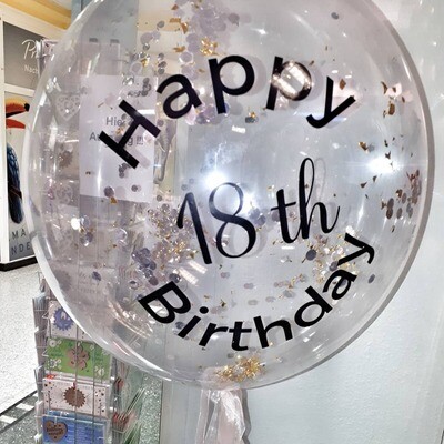 Bubbleballon individuell zum Geburtstag - mit Zahl in der Mitte