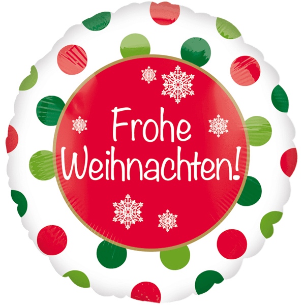 Folienballon Fröhliche Weihnachten - Punkte rot-grün Folienballon Fröhliche Weihnachten - Punkte rot-grün