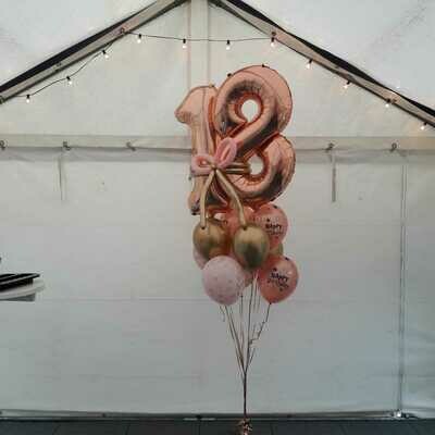 2 Zahlen 86 cm xxl Rosegold + 10 Heliumballons am Gewicht
