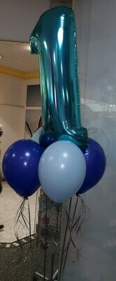 Folienzahl 1 mit 4 Latexballons am Gewicht