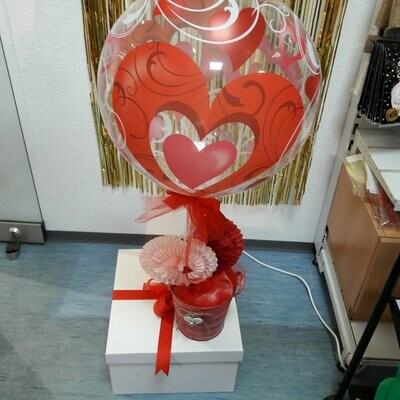 Tischdeko mit 55 cm Bubbleballon Love you oder Herzen