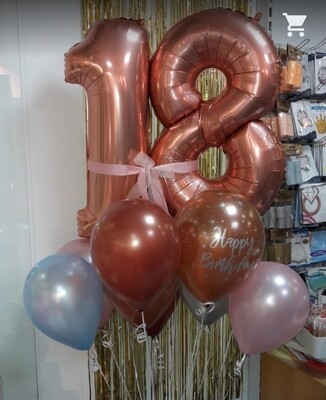 2 Zahlenballons 66 cm + 10 Latexballons