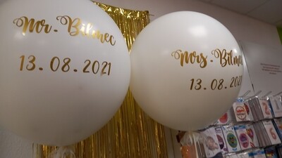 2 x Ballonfeuerwerk Mr. und Mrs. "Nachname" + Datum