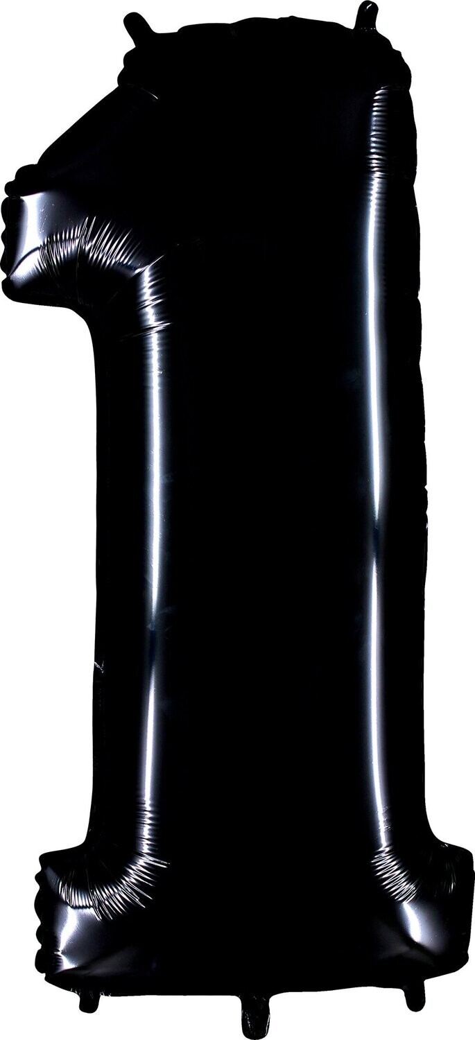 Ballon Zahl 66 cm Schwarz, Nummer: 1