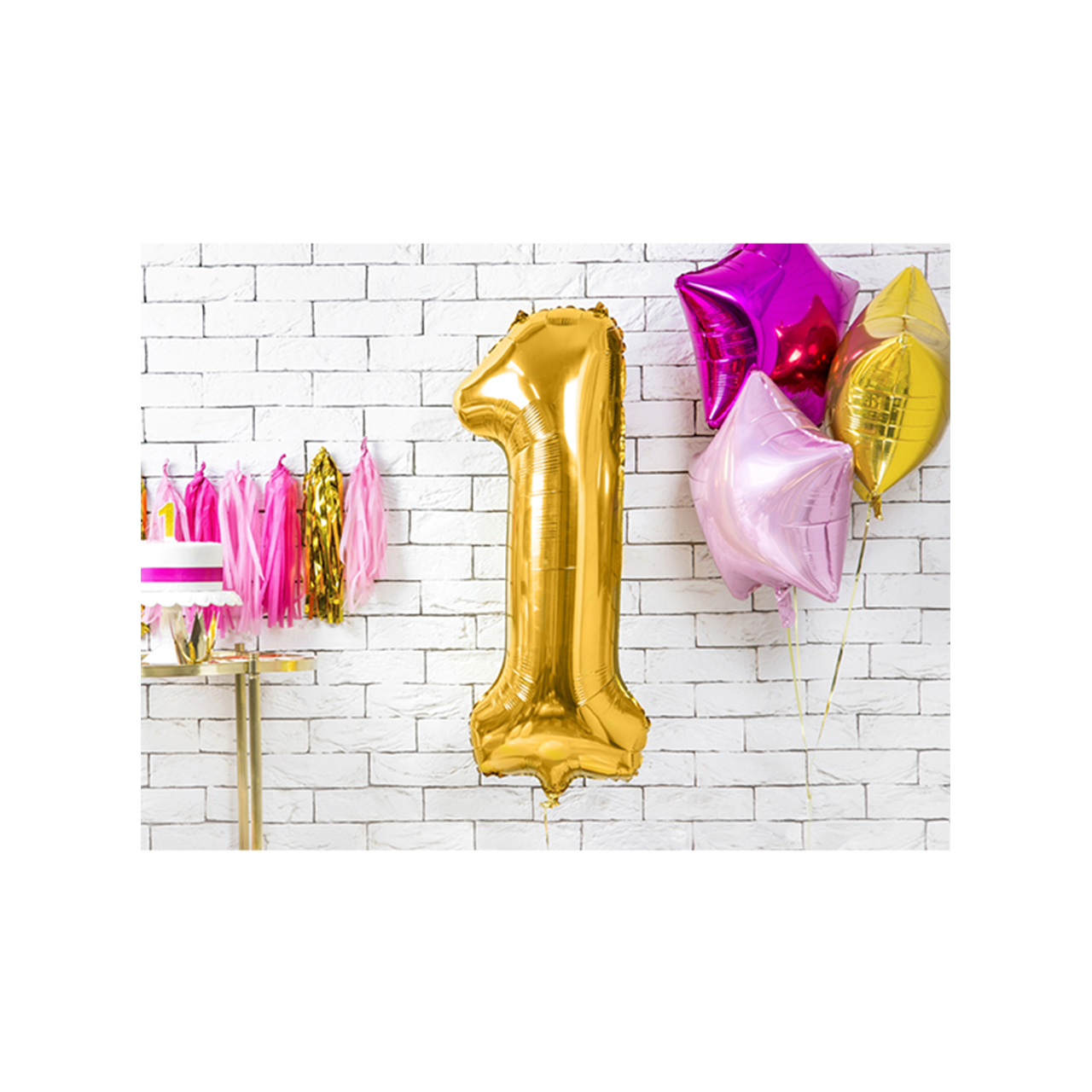 Ballon Zahl 86 cm inkl. Helium GOLD -, Ziffer: 1