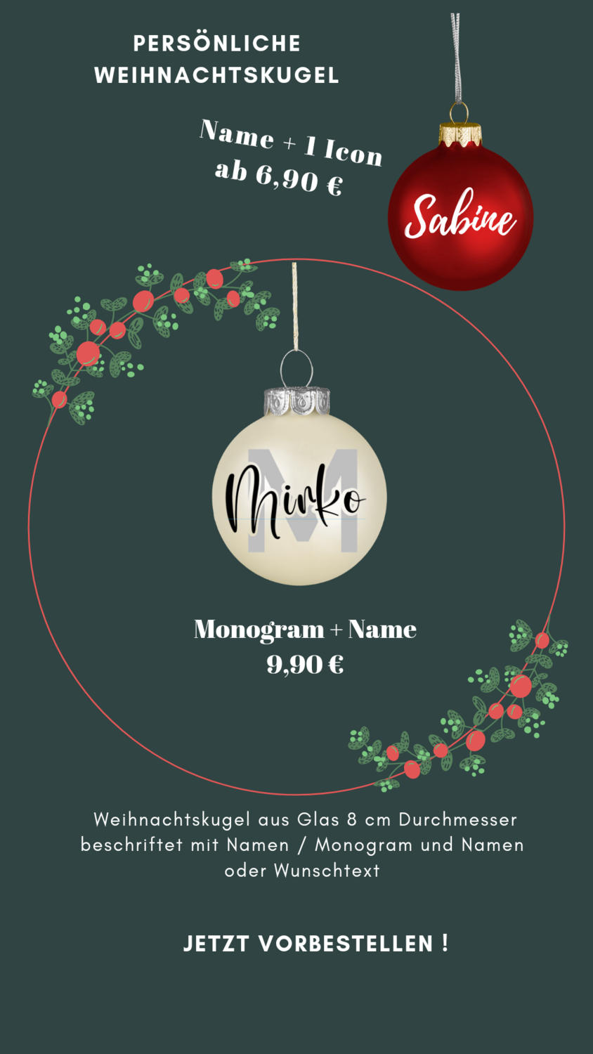 Christbaumkugel mit Namen