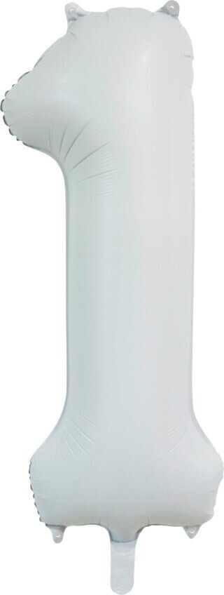 Ballon Zahl 86 cm inkl. Helium Satinweiß - - Trendfarbe, Ziffer: 1