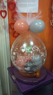 Verpackungsballon Herzlichen Glückwunsch Schnörkel und Herzen