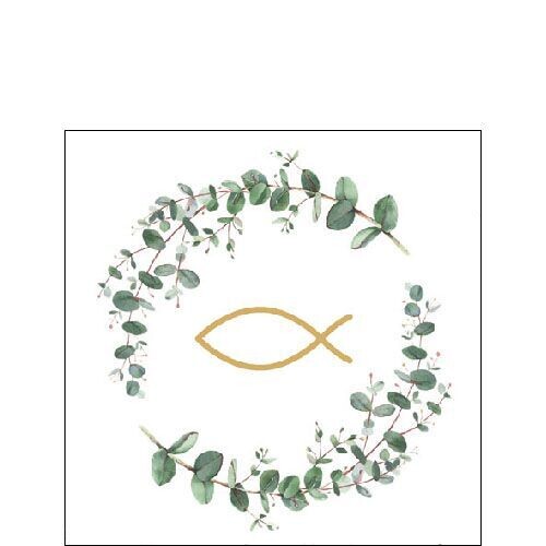 Servierten 20Stück 33 x33 cm Kranz mit Fisch 100% FSC