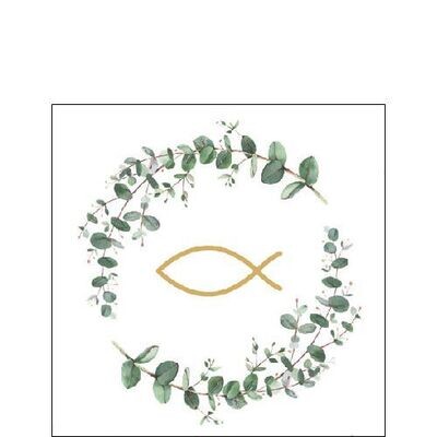 Servierten 20Stück 33 x33 cm Kranz mit Fisch 100% FSC Servierten 20Stück 33 x33 cm Kranz mit Fisch 100% FSC