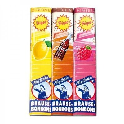 Brause-Bonbon-Stangen. Zitronen-, Himbeer-, Cola-Geschmack Brause-Bonbon-Stangen. Zitronen-, Himbeer-, Cola-Geschmack