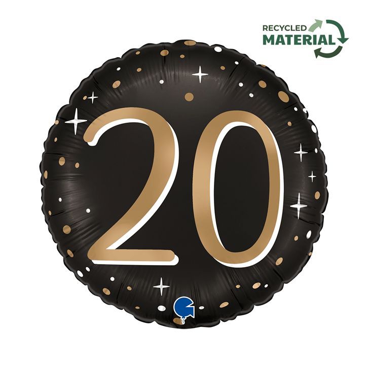 20. Geburtstag metallic matt schwarz Zahl Gold 20. Geburtstag metallic matt schwarz Zahl Gold