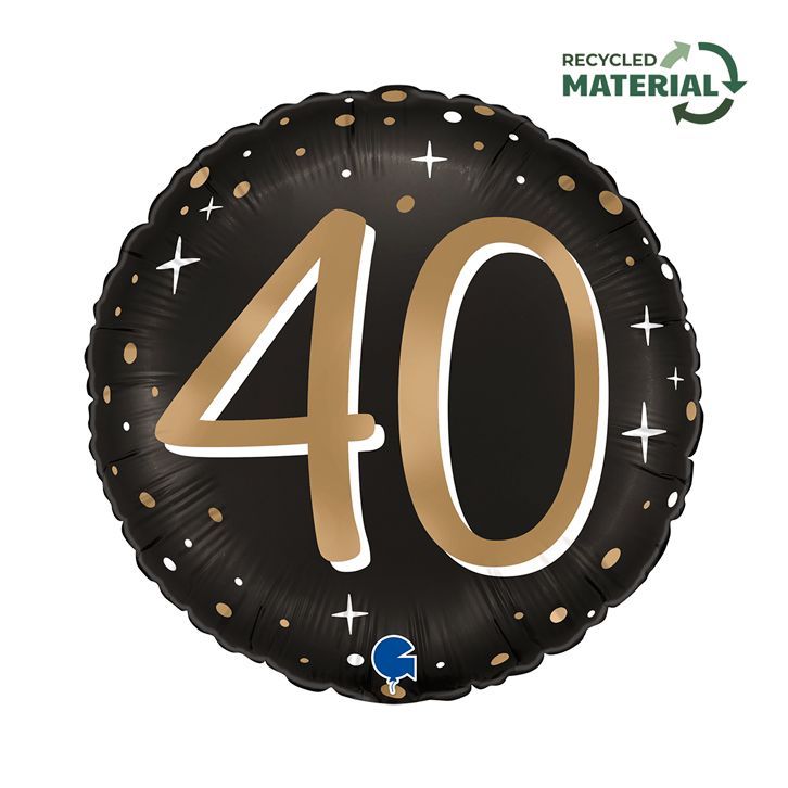 40. Geburtstag metallic matt schwarz Zahl Gold 40. Geburtstag metallic matt schwarz Zahl Gold