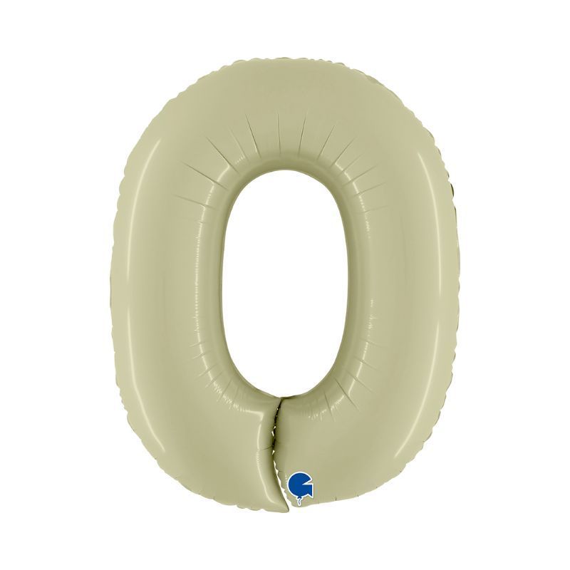 Ballon Zahl 66 cm matt pastell olive, Nummer: 0, Helium: Ja ( nur Click & Collect)