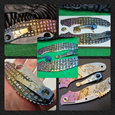 UKPK 3 pin Scales in 3mm Anodised Titanium with Frag Pattern