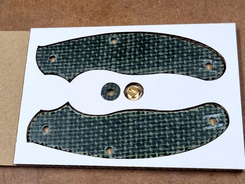 UKPK V2 flat 3.2mm 3 pin Scales in Forest Green Burlap Micarta