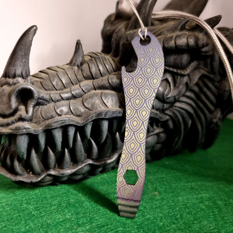 Pry Bar Bottle Opener in Titanium (Anodised Green& Purple)