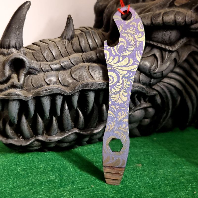 Pry Bar Bottle Opener in Titanium (Anodised Green& Purple)