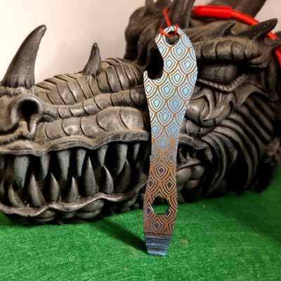 Pry Bar Bottle Opener in Titanium (Anodised Mid Blue & Bronze)