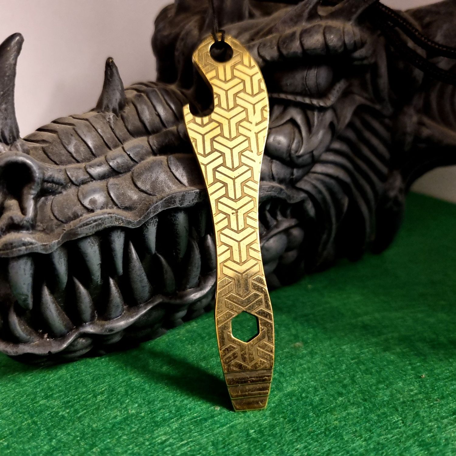 Pry Bar Bottle Opener in Brass (Laser Engraved Pattern)