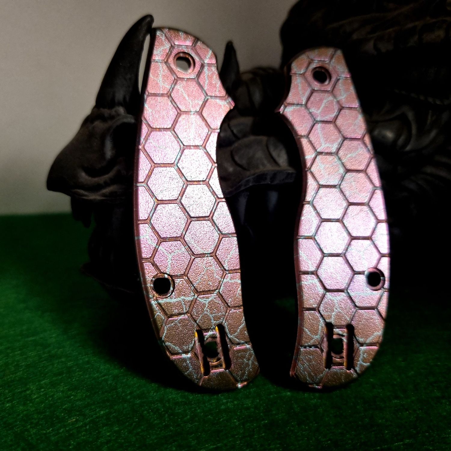 Urban Scales in 3mm Titanium (Anodised Crackled Purple lush) large Honeycomb pattern