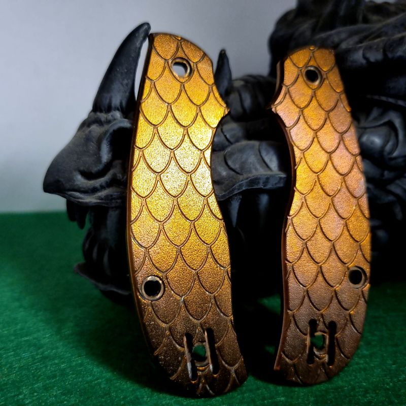 Urban Scales in 3mm Titanium (Anodised Bronze) large Dragon scale pattern