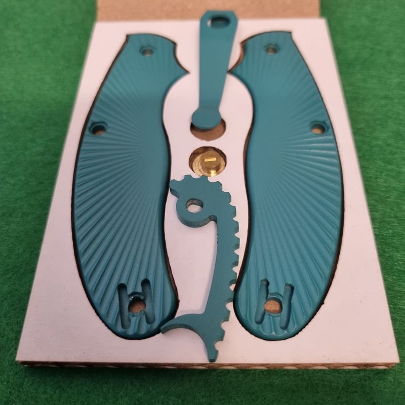 UKPK 3 pin Scales in 3.2mm Aztec Teal Ceracoated Aluminium with Fluted Pattern (Set)