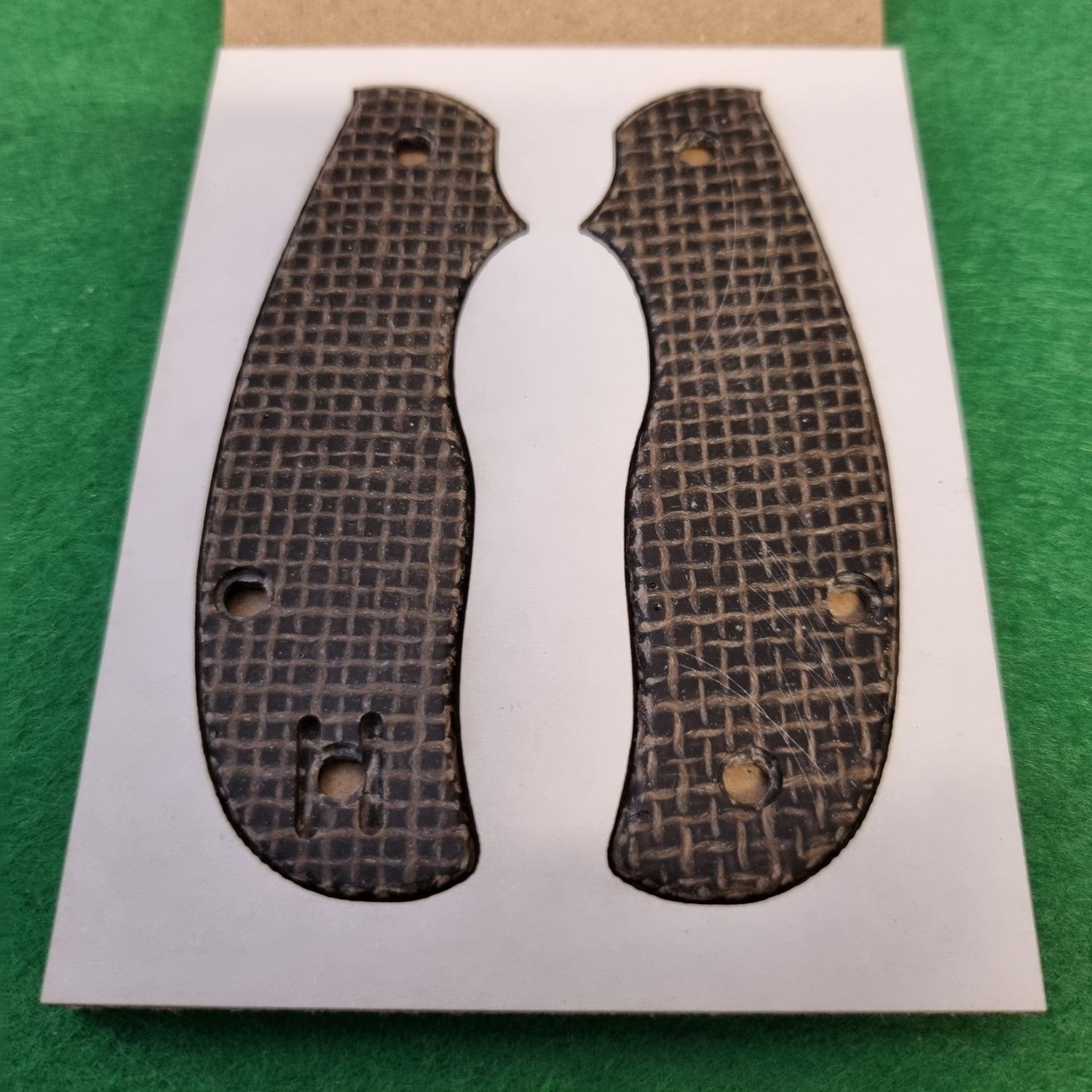 Urban Scales in 3.2mm Natural/Black Burlap Micarta