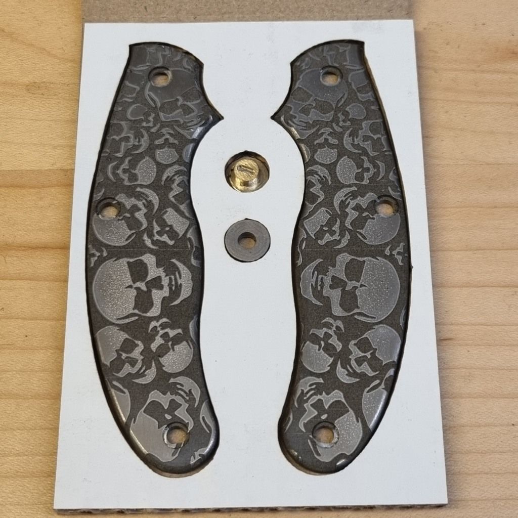 UKPK V2 flat 3 pin Scales in 3mm Mill finish Titanium (Sculls Pattern)