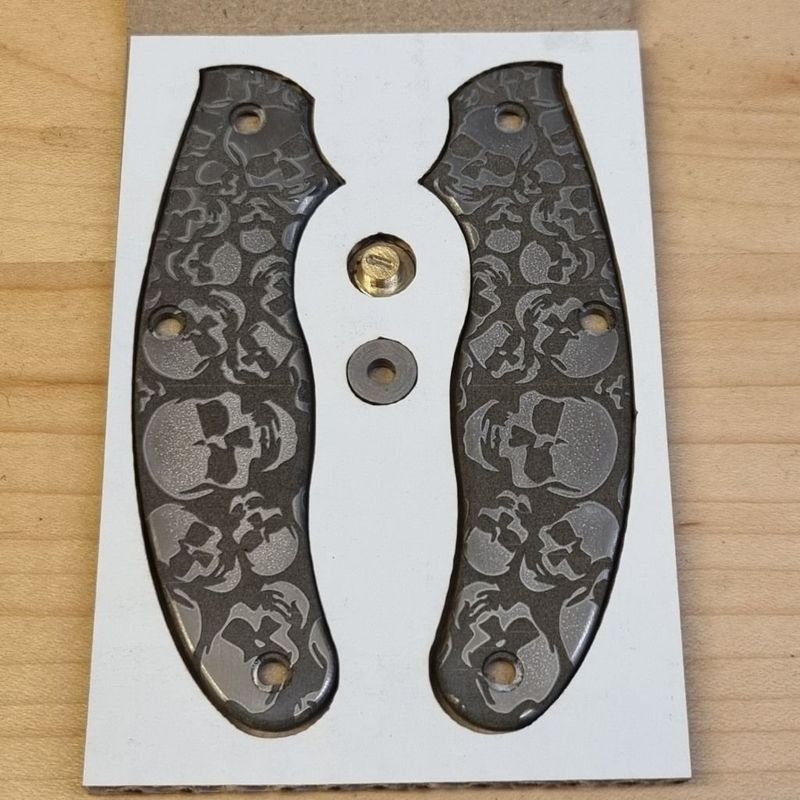 UKPK V2 flat 3 pin Scales in 3mm Mill finish Titanium (Sculls Pattern)