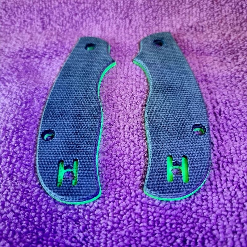 Urban 3.2mm in Tealcanvas Micarta with Green Glow bonded Liners