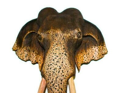 Hand Carved Wooden Natural Wild Elephant Sculpture