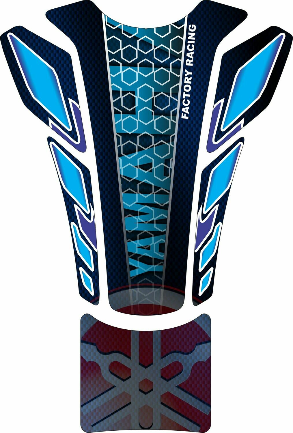 Yamaha Blue and Red Tank Pad with Carbon Fibre . Universal Fit