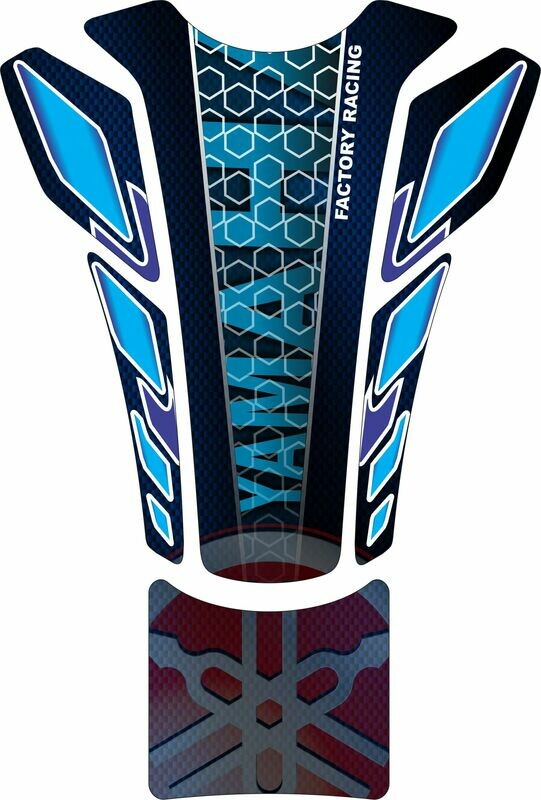 Yamaha Blue and Red Tank Pad with Carbon Fibre . Universal Fit