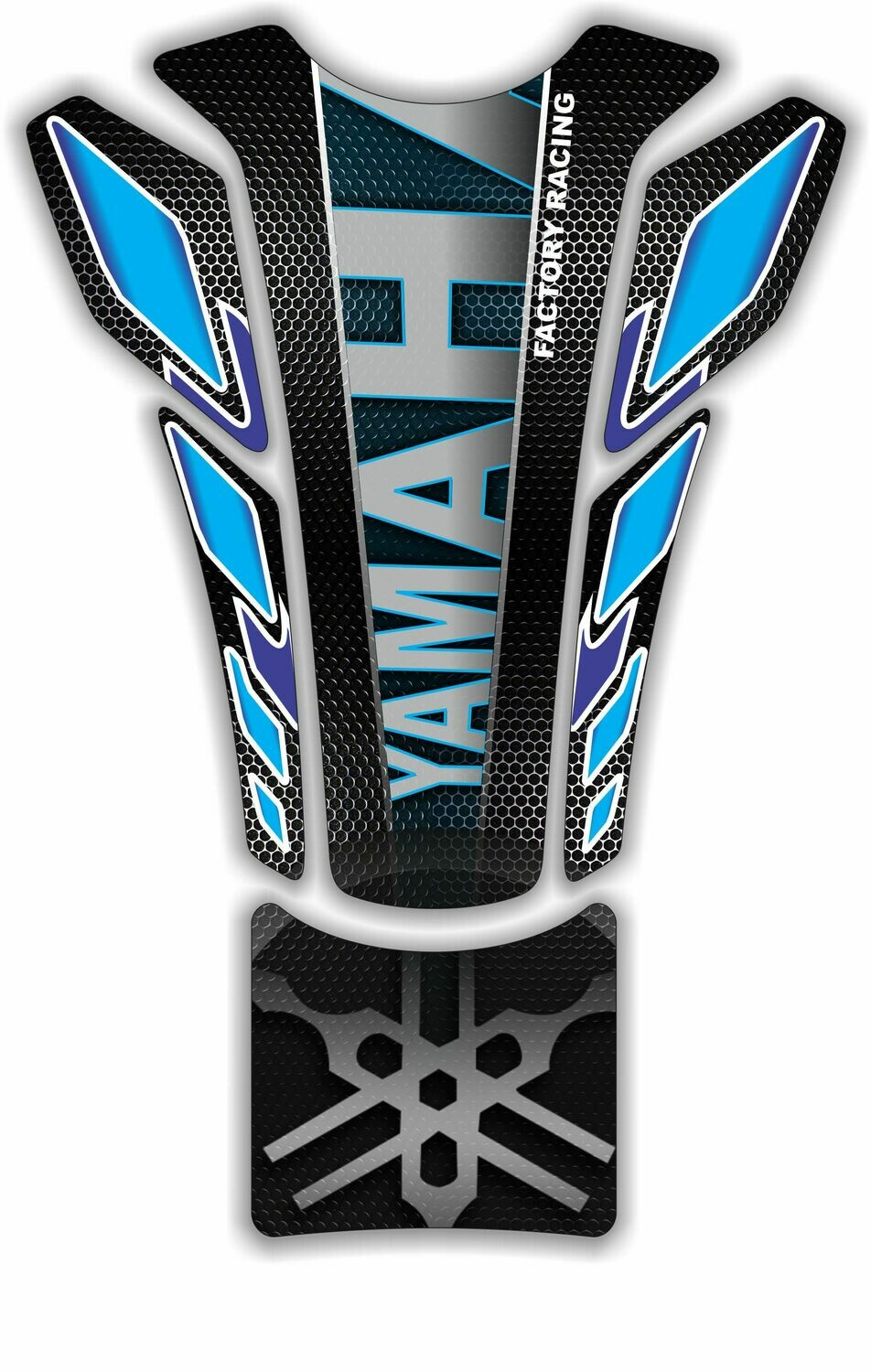 Yamaha Blue and Black Tank Pad with Carbon Fibre . Universal Fit
