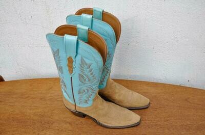 90s Vintage Lucchese Boots || Turquoise Cowboy Boots