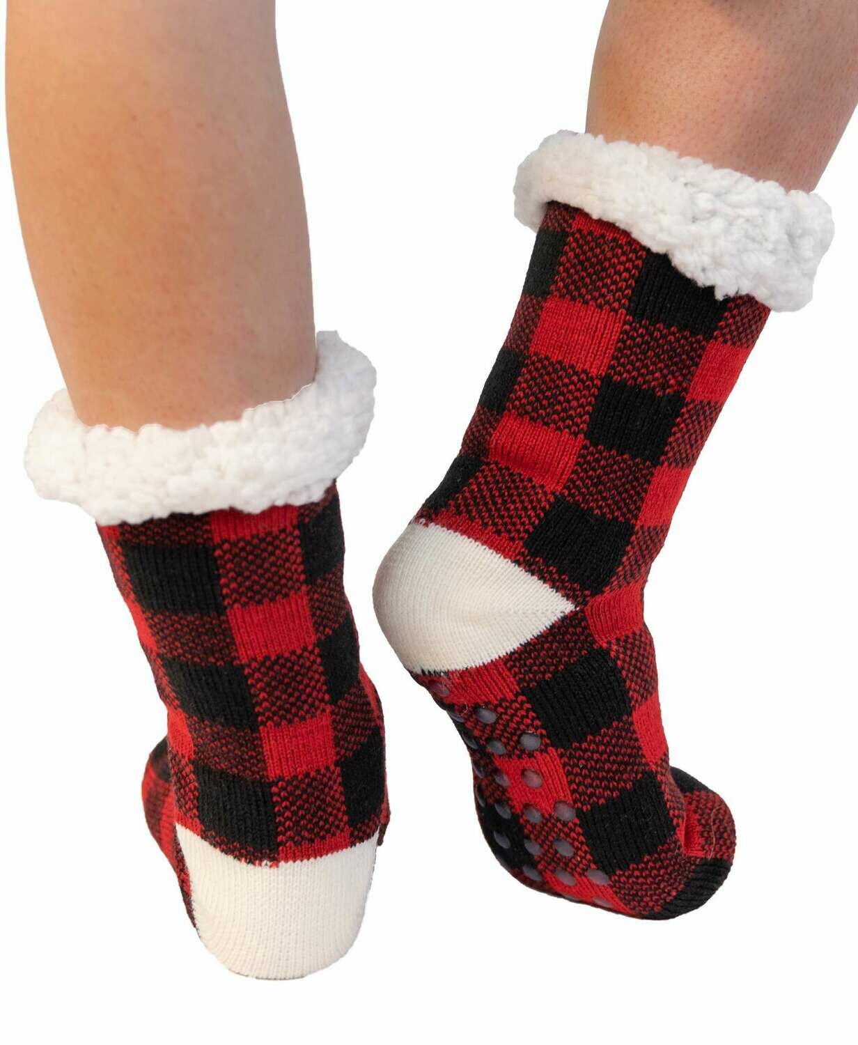 Red Plaid Plush Socks