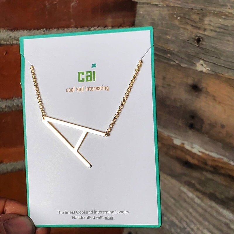 Gold Sideways Initial Necklace