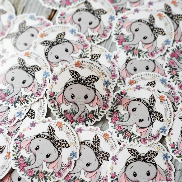 Ellie with Animal Print Bow Sticker