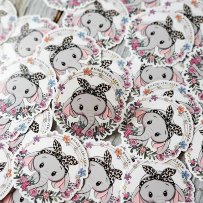 Ellie with Animal Print Bow Sticker