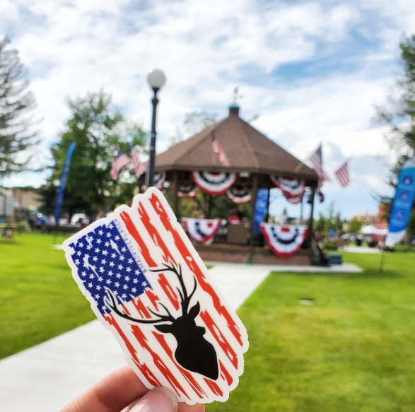 USA Flag with Deer Sticker