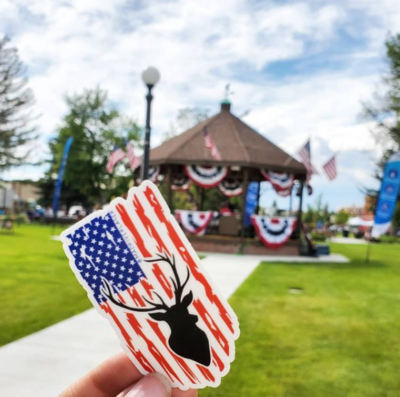 USA Flag with Deer Sticker