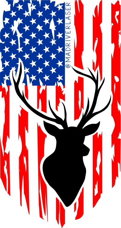 USA Flag with Deer Sticker