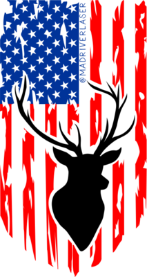 USA Flag with Deer Sticker