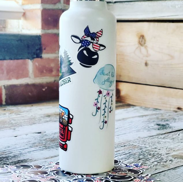Bessie Cow with Flag Bow and Sunglasses Sticker